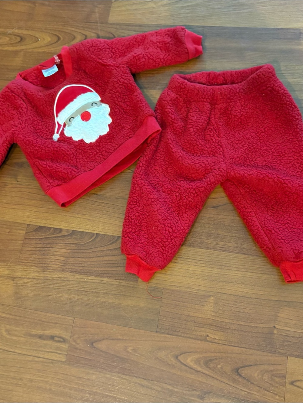 Kyle & Deena Red Infant Santa Fleece Set - 3-6M
